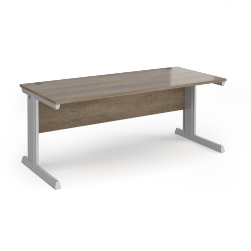 Vivo Straight Desk 1800x800x725mm Silver Frame/Grey Nebraska Oak Top V18-S-NO