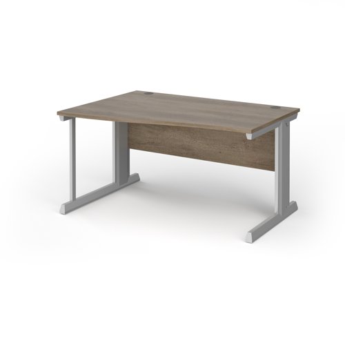 Vivo Wave Desk Left Hand 1400x800-990x725mm Silver Frame/Grey Nebraska Oak Top VWL14-S-NO