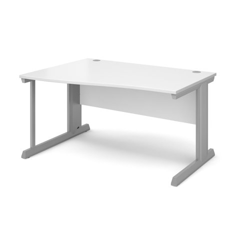 Vivo Wave Desk Left Hand 1400x800-990x725mm Silver Frame/White Top VWL14-S-WH
