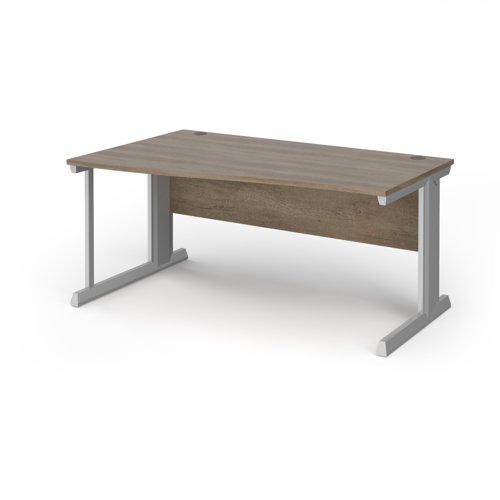 Vivo Wave Desk Left Hand 1600x800-990x725mm Silver Frame/Grey Nebraska Oak Top VWL16-S-NO