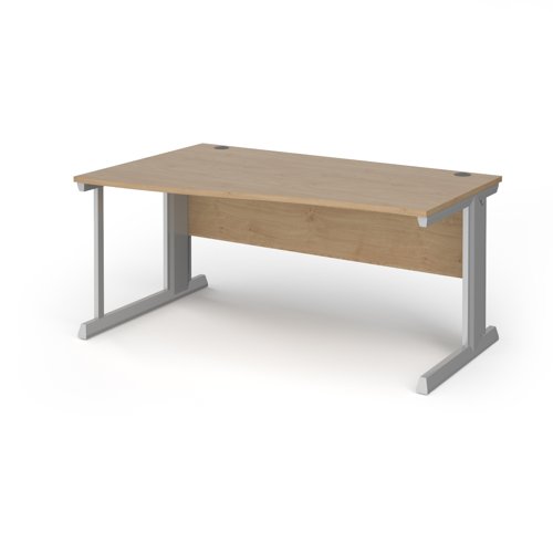Vivo Wave Desk Left Hand 1600x800-990x725mm Silver Frame/Kendal Oak Top VWL16-S-KO