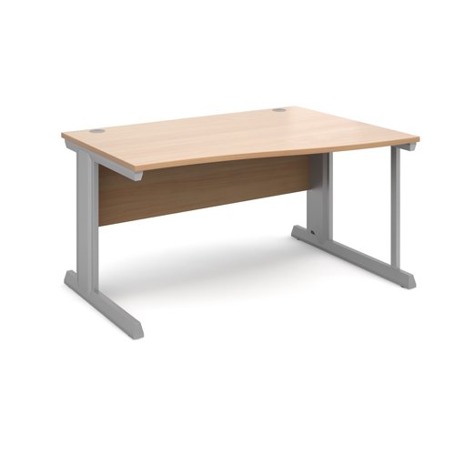 Vivo Wave Desk Right Hand 1400x800-990x725mm Silver Frame/Beech Top VWR14-S-B
