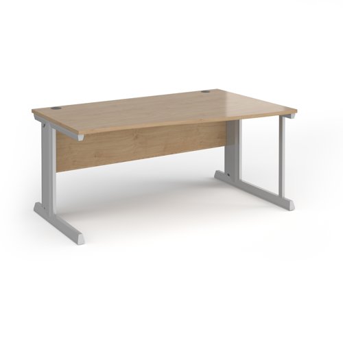 Vivo Wave Desk Right Hand 1600x800-990x725mm Silver Frame/Kendal Oak Top VWR16-S-KO