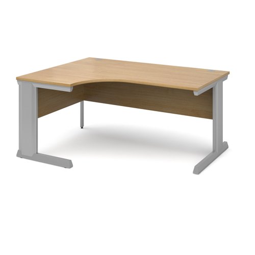 Vivo Ergonomic Desk Left Hand 1600x800-1200x725mm Silver Frame/Oak Top VEL16-S-O