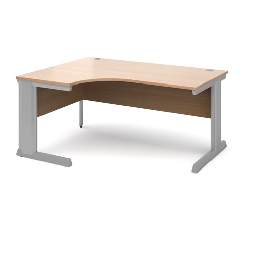 Vivo Ergonomic Desk Left Hand 1600x800-1200x725mm Silver Frame/Beech Top VEL16-S-B