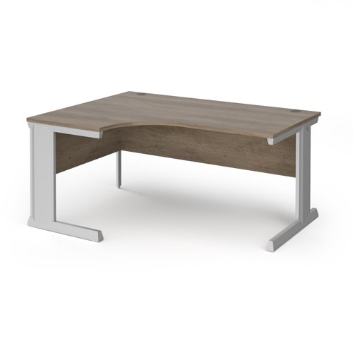 Vivo Ergonomic Desk Left Hand 1600x800-1200x725mm Silver Frame/Grey Nebraska Oak Top VEL16-S-NO