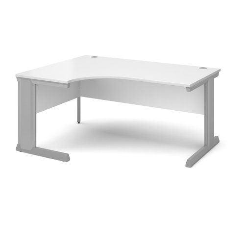 Vivo Ergonomic Desk Left Hand 1600x800-1200x725mm Silver Frame/White Top VEL16-S-WH