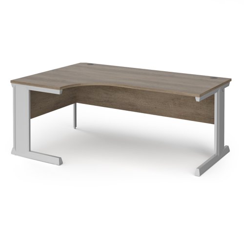 Vivo Ergonomic Desk Left Hand 1800x800-1200x725mm Silver Frame/Grey Nebraska Oak Top VEL18-S-NO