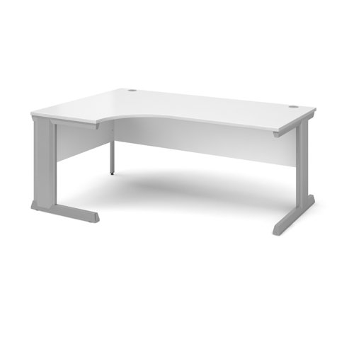 Vivo Ergonomic Desk Left Hand 1800x800-1200x725mm Silver Frame/White Top VEL18-S-WH