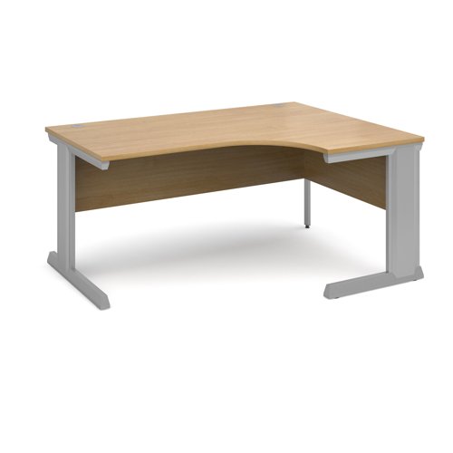 Vivo Ergonomic Desk Right Hand 1600x800-1200x725mm Silver Frame/Oak Top VER16-S-O