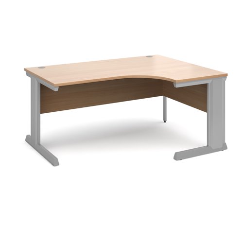 Vivo Ergonomic Desk Right Hand 1600x800-1200x725mm Silver Frame/Beech Top VER16-S-B