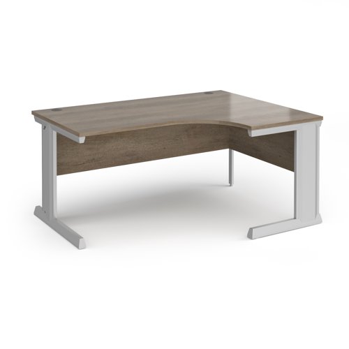Vivo Ergonomic Desk Right Hand 1600x800-1200x725mm Silver Frame/Grey Nebraska Oak Top VER16-S-NO