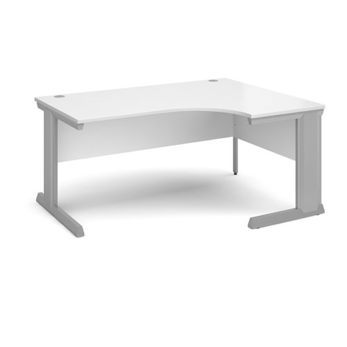 Vivo Ergonomic Desk Right Hand 1600x800-1200x725mm Silver Frame/White Top VER16-S-WH