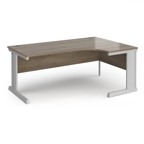 Vivo Ergonomic Desk Right Hand 1800x800-1200x725mm Silver Frame/Grey Nebraska Oak Top VER18-S-NO