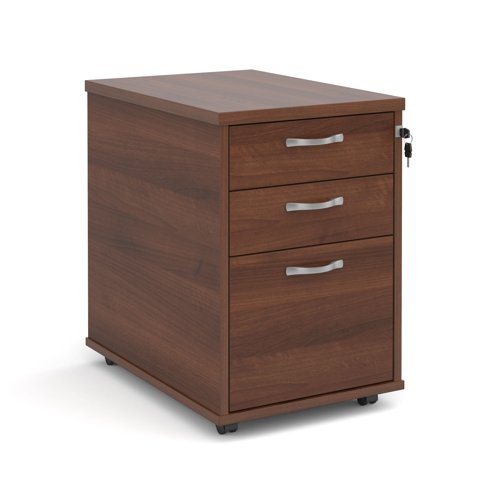 Tall Mobile Pedestal 3 Drawer Walnut Finish TMPW