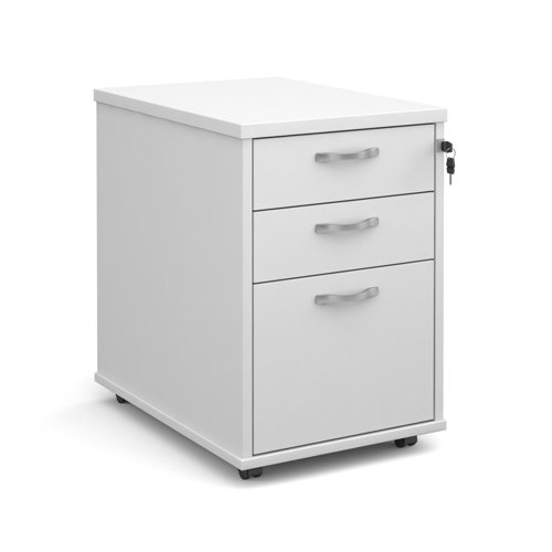 Tall Mobile Pedestal 3 Drawer White Finish TMPWH