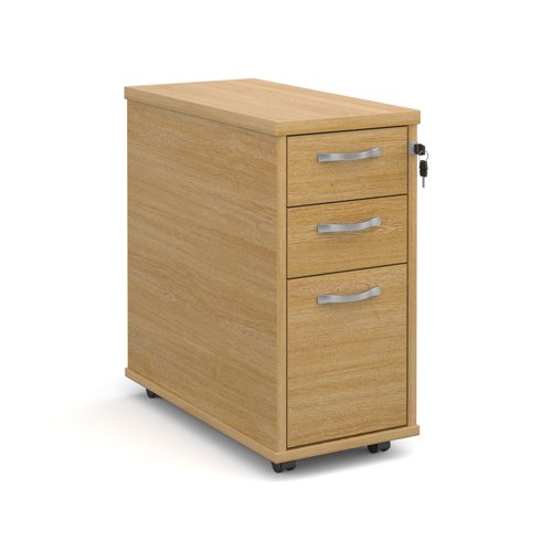 Tall Narrow Mobile Pedestal 3 Drawer Oak Finish TNMPO