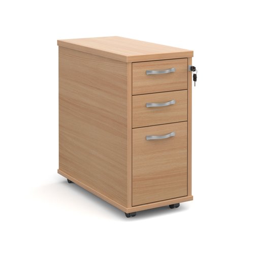 Tall Narrow Mobile Pedestal 3 Drawer Beech Finish TNMPB