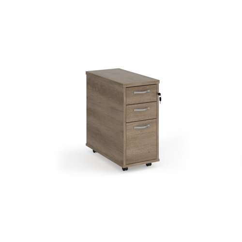 Tall Narrow Mobile Pedestal 3 Drawer Grey Nebraska Oak Finish TNMPNO
