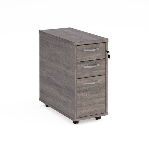 Tall Narrow Mobile Pedestal 3 Drawer Grey Oak TNMPGO