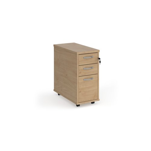 Tall Narrow Mobile Pedestal 3 Drawer Kendal Oak Finish TNMPKO
