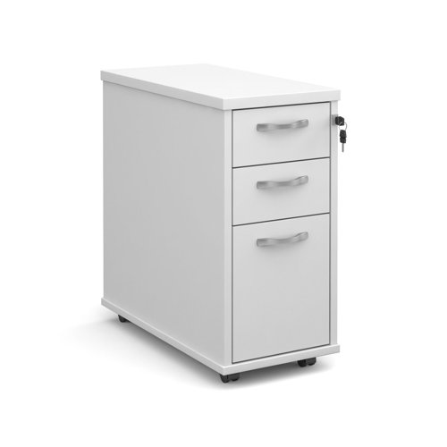 Tall Narrow Mobile Pedestal 3 Drawer White Finish TNMPWH
