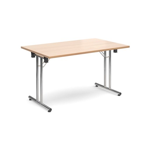 Rectangular Folding Leg Table 1400x800mm Chrome Legs/Beech Top SFL1400-C-B