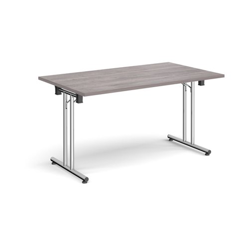 Rectangular Folding Leg Table 1400x800mm Chrome Legs/Grey Oak Top SFL1400-C-GO