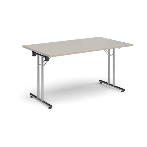 Rectangular Folding Leg Table 1400x800mm Chrome Legs/Light Grey Top SFL1400-C-LG