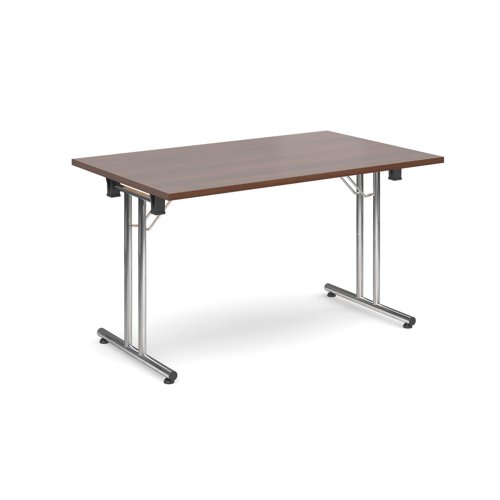 Rectangular Folding Leg Table 1400x800mm Chrome Legs/Walnut Top SFL1400-C-W
