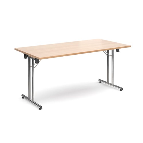 Rectangular Folding Leg Table 1600x800mm Chrome Legs/Beech Top SFL1600-C-B