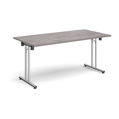Rectangular Folding Leg Table 1600x800mm Chrome Legs/Grey Oak Top SFL1600-C-GO