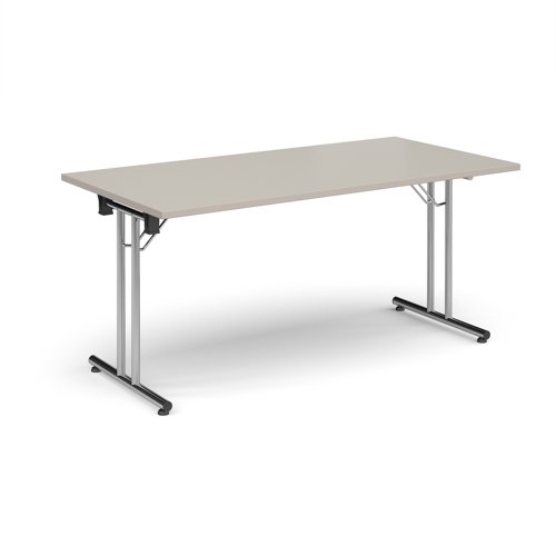 Rectangular Folding Leg Table 1600x800mm Chrome Legs/Light Grey Top SFL1600-C-LG