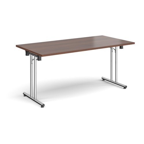 Rectangular Folding Leg Table 1600x800mm Chrome Legs/Walnut Top SFL1600-C-W