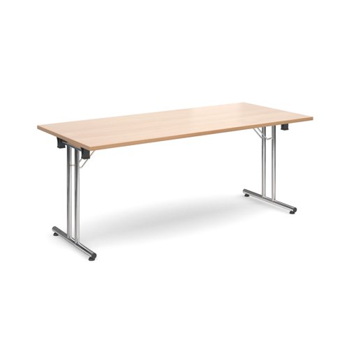 Rectangular Folding Leg Table 1800x800mm Chrome Legs/Beech Top SFL1800-C-B