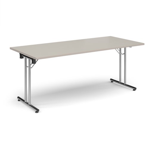Rectangular Folding Leg Table 1800x800mm Chrome Legs/Light Grey Top SFL1800-C-LG