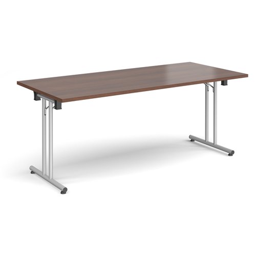 Rectangular Folding Leg Table 1800x800mm Chrome Legs/Walnut Top SFL1800-C-W