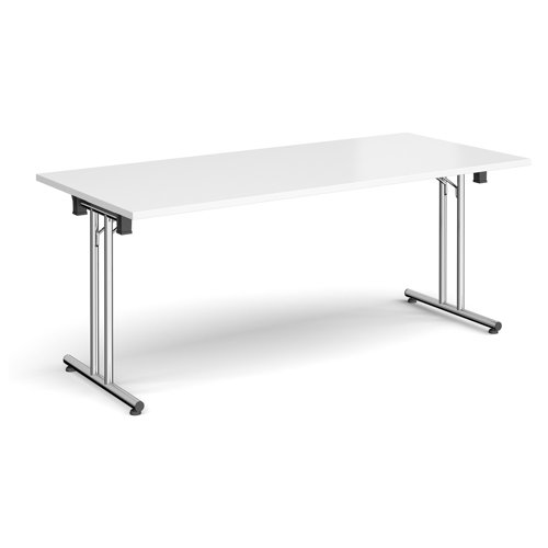 Rectangular Folding Leg Table 1800x800mm Chrome Legs/White Top SFL1800-C-WH