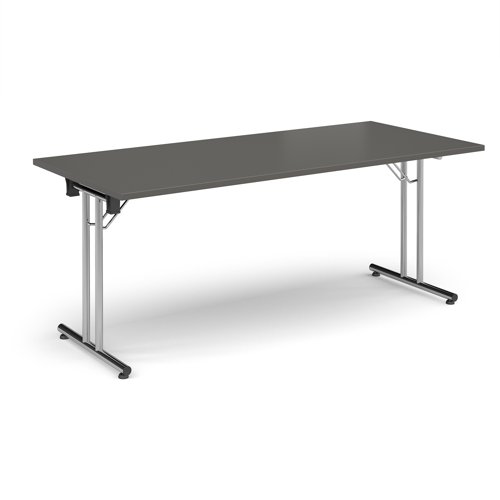 Rectangular Folding Leg Table 1800x800mm Chrome Legs/Onyx Grey Top SFL1800-C-OG