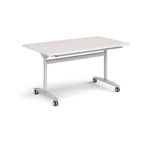 Deluxe Fliptop Table Rectangle 1400x800mm Silver Frame/Light Grey Top DFLP14-S-LG