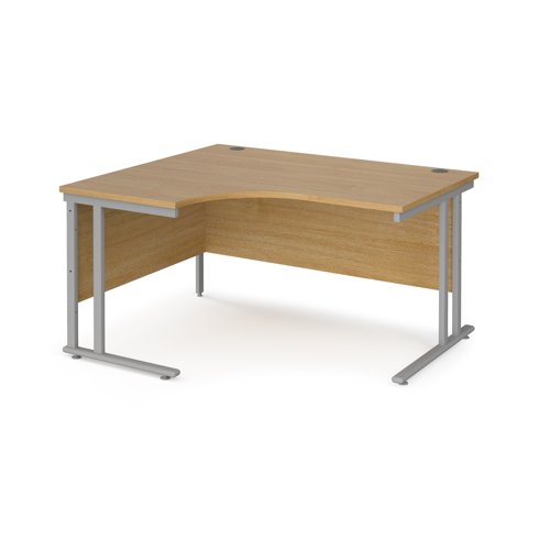Maestro 25SL Ergonomic Desk Left Hand 1400x800x725mm Silver Frame/Oak Top MC14ELSO