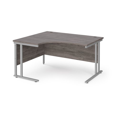 Maestro 25SL Ergonomic Desk Left Hand 1400x800x725mm Silver Frame/Grey Oak Top MC14ELSGO