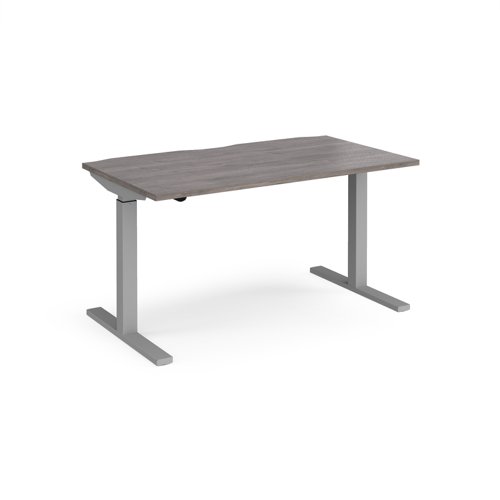 Elev8 Mono Straight Sit-Stand Desk 1400x800mm Silver Frame/Grey Oak Top EVM-1400-S-GO