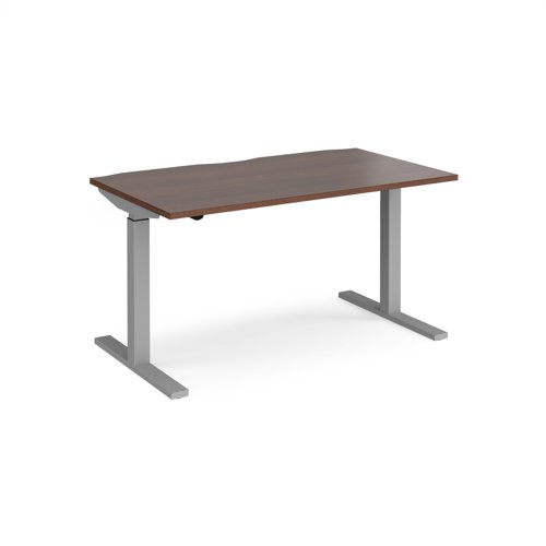 Elev8 Mono Straight Sit-Stand Desk 1400x800mm Silver Frame/Walnut Top EVM-1400-S-W
