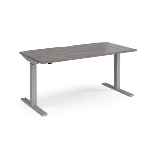 Elev8 Mono Straight Sit-Stand Desk 1600x800mm Silver Frame/Grey Oak Top EVM-1600-S-GO