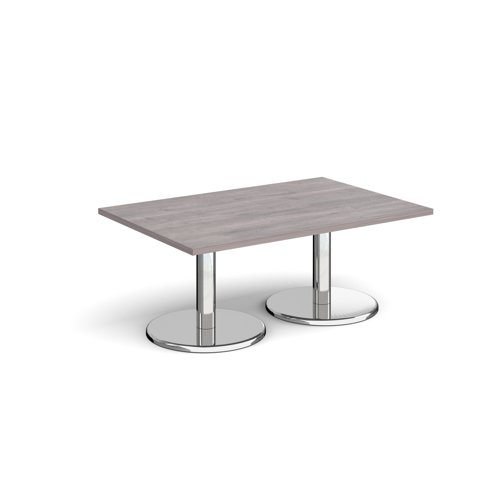 Pisa Rectangular Coffee Table Round Base 1200x800mm Grey Oak Top PCR1200-GO