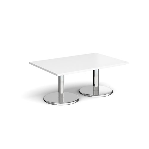 Pisa Rectangular Coffee Table Round Base 1200x800mm White Top PCR1200-WH