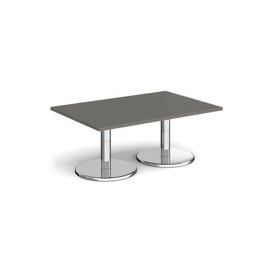 Pisa Rectangular Coffee Table Round Base 1200x800mm Onyx Grey Top PCR1200-OG