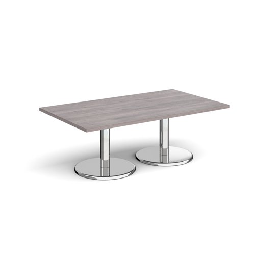 Pisa Rectangular Coffee Table Round Base 1400x800mm Grey Oak Top PCR1400-GO