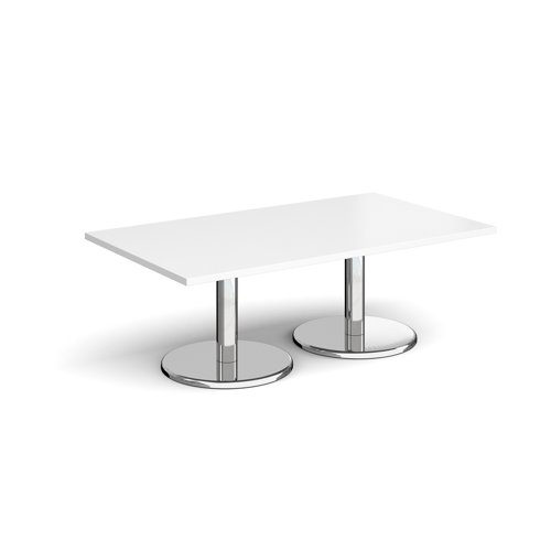 Pisa Rectangular Coffee Table Round Base 1400x800mm White Top PCR1400-WH